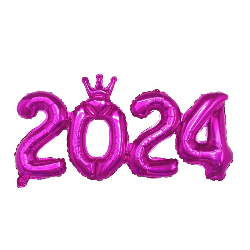 2024 New Year's Decoration Balloon 16 Inch Siamese Numbers Aluminium Film Balloon Company Anniversary Celebration Family Gathering Balloon