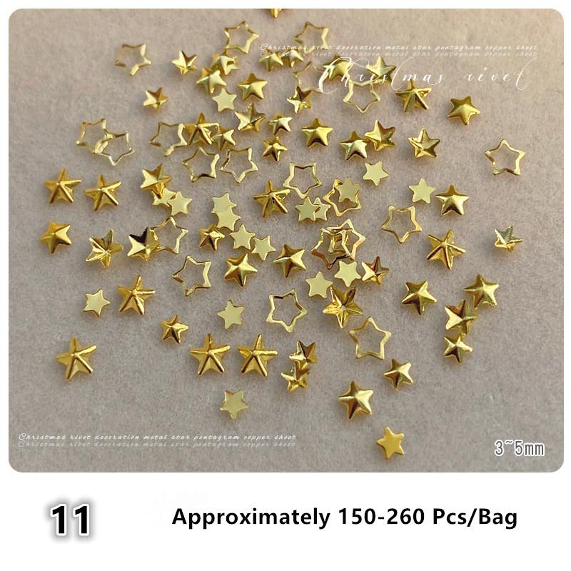 3D Alloy Five-Pointed-Star Gold Silver Diamond Nail Decoration Luxury Manicure Accessories Hollow Star Nail Art Art Rivet Charms