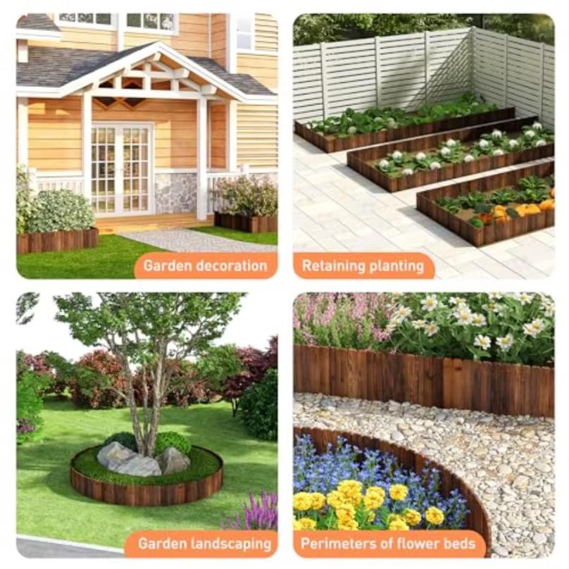 Wood Garden Edging Border Decorative Landscape Edging Planting Tree Fence Flower Bed Fences.