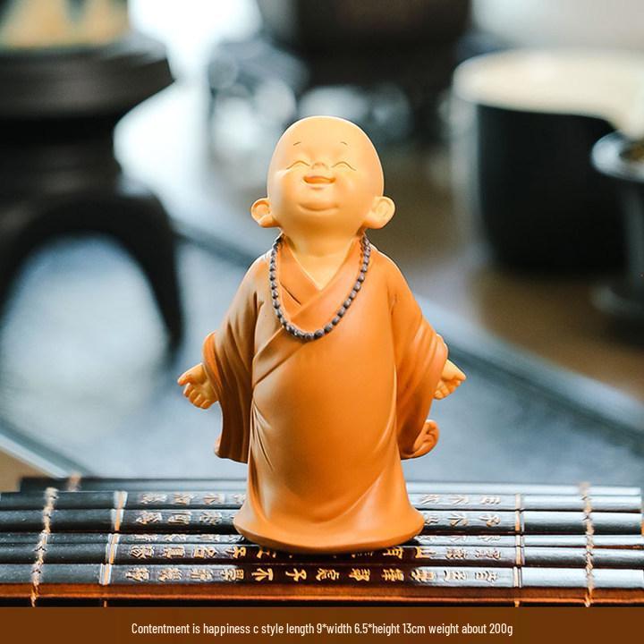 Handmade Cute Little Monk Resin Ornaments for Desktop Decoration