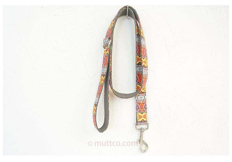 Ethnic Style Colorful Pattern Gray Dog Leash for Large Pets