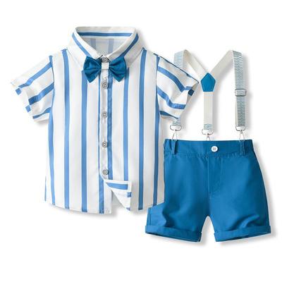 Camicia a maniche corte a righe e tuta da bambino - Stile europeo e americano