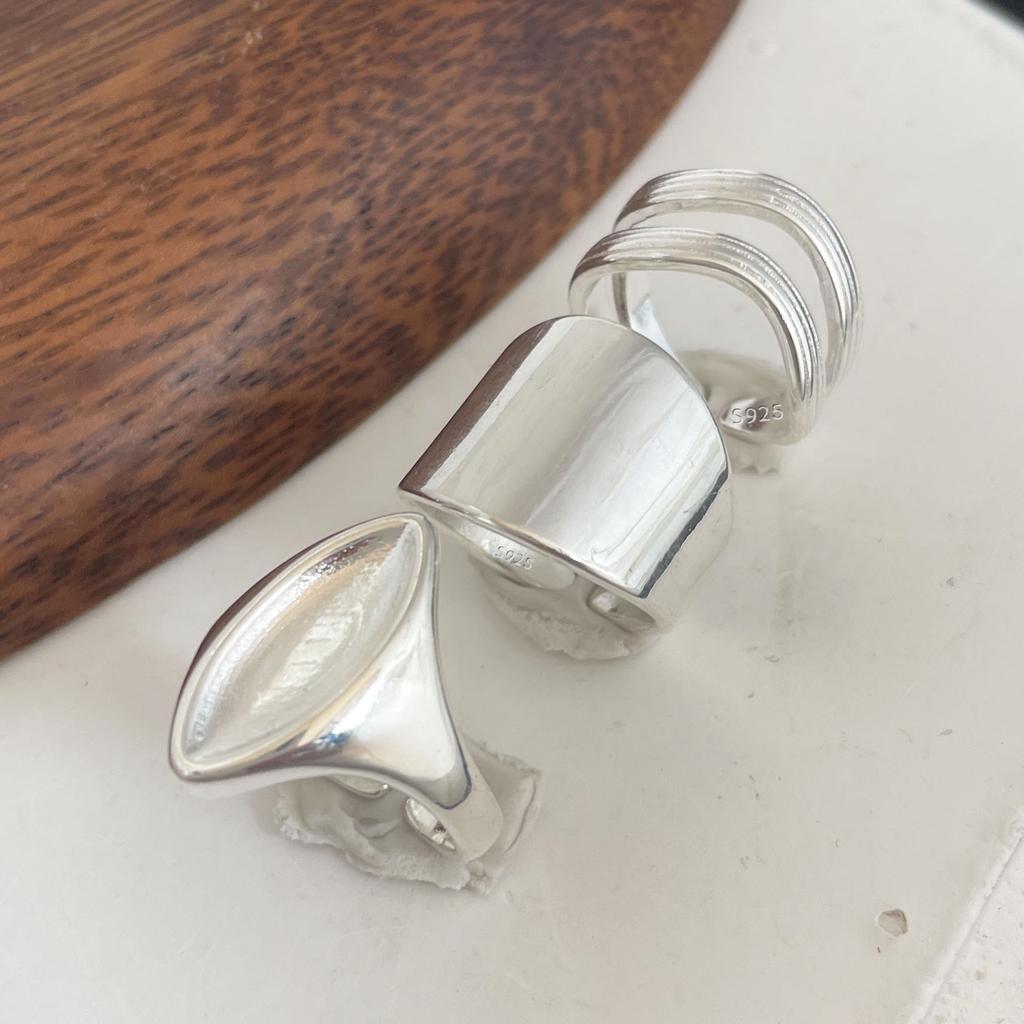 925 Sterling Silver Rings for Women Couple Minimalist Handmade Simple Wide Smooth Ring Fine Jewelry Gift Prevent Allergy