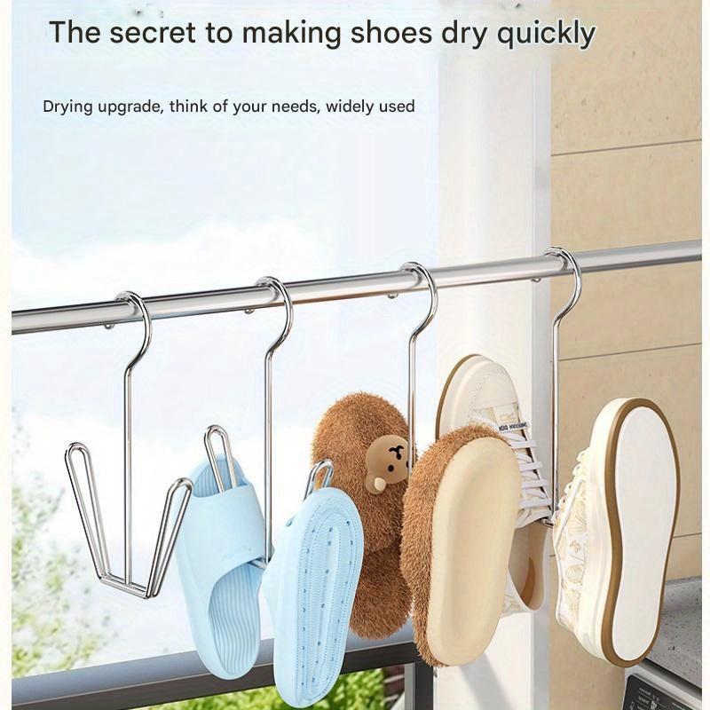 3pcs Stainless Steel U Shaped Shoe Drying Rack Windproof,Quick Dry,Space Saving Wall Mounted Hooks for Outdoor/Indoor Use,Vertical Drying Ventilation,