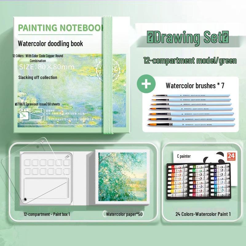 Moyu Watercolor & Acrylic Travel Sketching Set: Portable Palette, Drawing Board, and Book for Painting and Sketching.