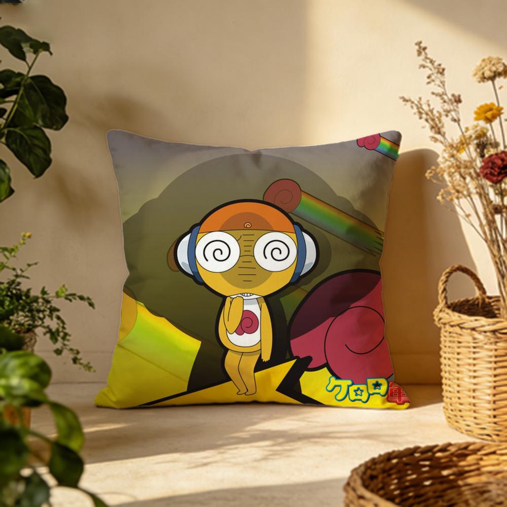 Popular KKeroro Gunsoued Cushion Cover Versatile DoubleSided Pillow Case Fit for Sofa Bed Car Daily Decor
