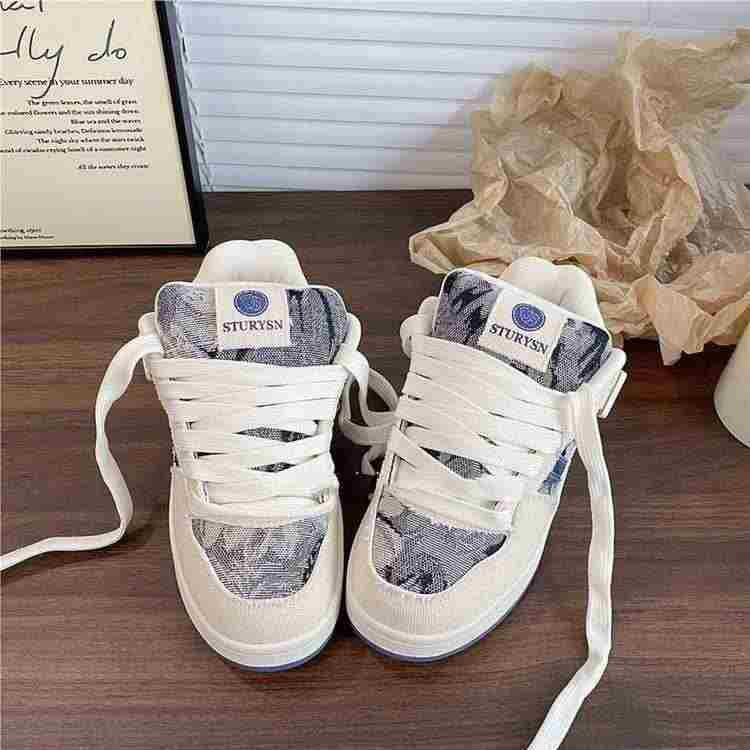 Board Shoes Women's Sneakers Platform Retro Denim Bread Shoes Tide