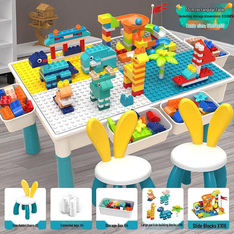 Multifunctional Building Block Table for Early Education – Large Particle Puzzle Toy for Boys and Girls Aged 3-5, Perfect Birthday Gift.
