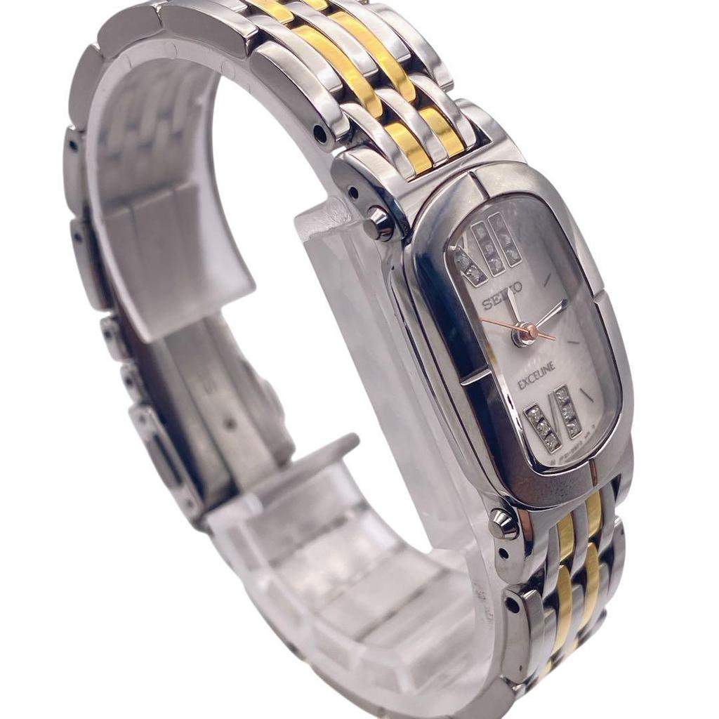 [USED] SEIKO 15P Diamond Silver and Gold Women's Watch 1076