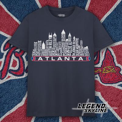Atlanta Baseball Team Current Roster Atlanta City Skyline Shirt and Kids Tshirts