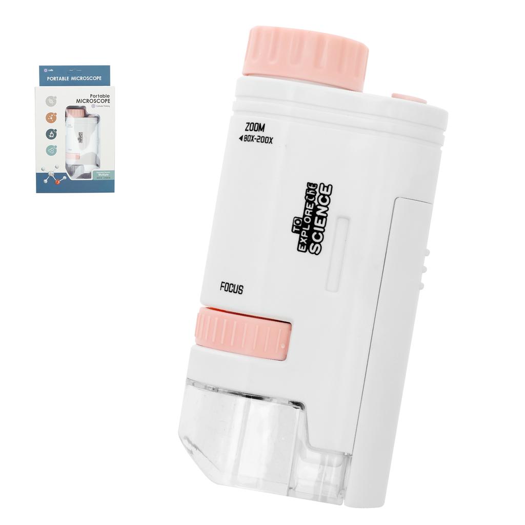 Portable Microscope for Kids STEM Science Toys Microscope Explorer Set Double Zoom Handheld Microscope with Mobile Phone Holder