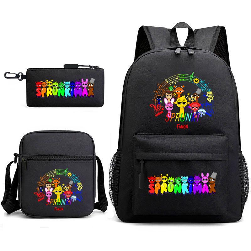 Anime Cartoon Backpack Sprunki Large Capacity Primary School Student Schoolbag Satchel Pencil Case