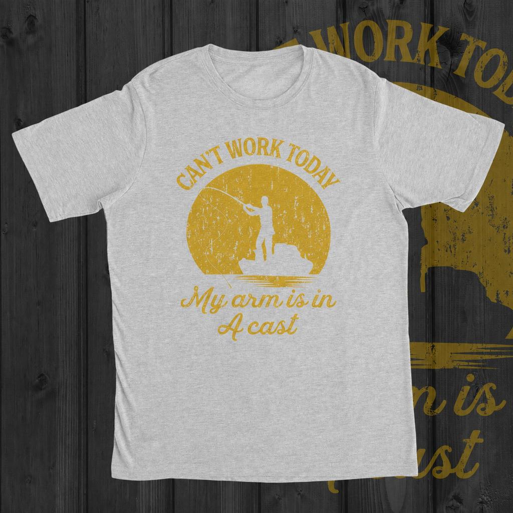 Funny Fishing TShirt FisherUnisex Gift Arm Cast Printed Cotton ShortSleeved TShirt Fishing Lovers Unisexs Clothing Unisex TShirt