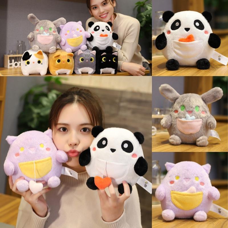 Cute And Soft Short Plush Cat Pocket Stuffed Toy Pillow Doll Gift