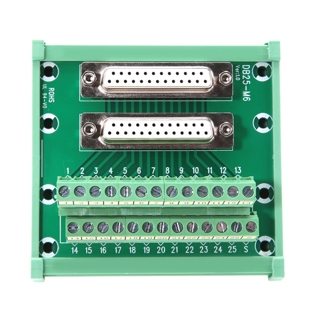 DB25 M6 Double Female Head DIN Rail Mount Interface Module Terminal Block Board Connector