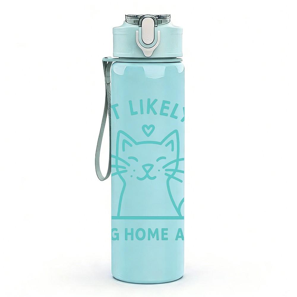 1PC Most Likely Bring Home A Cat Logo 750ml Color Plastic Sports Water Bottle Leakproof Flip Straw Lid Suitable for Sports Office Home Use