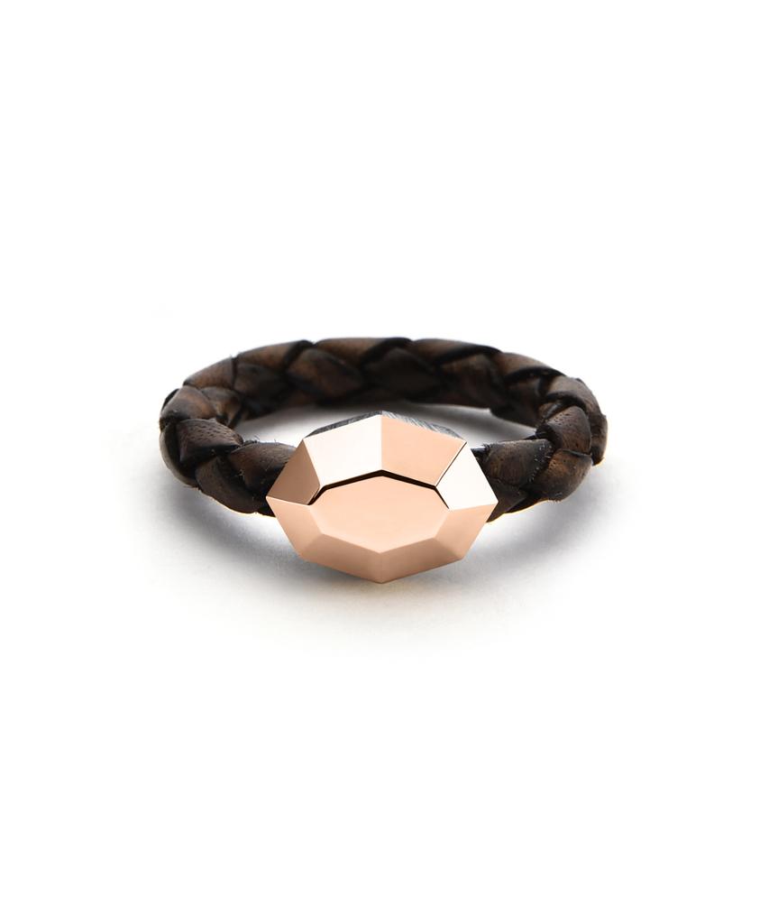 Saai Sweet Brick-8 Men'S Leather Ring (Rose Gold) (C Type)