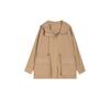 Spring New Loose Casual Tooling Wind Hooded Jacket Drawstring Waist Thin Cotton Short Trench Coat 15786