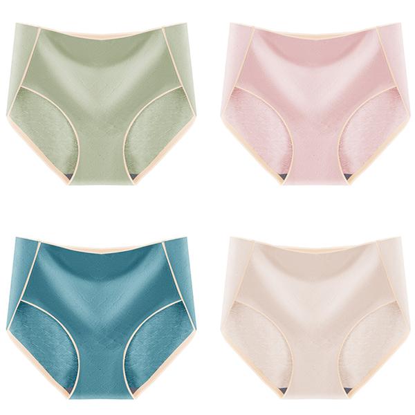 

4 шт./компл. однотонные трусы для милых девочек, удобные дышащие хлопковые бесшовные трусики с высокой талией, повседневные трусы большого размера M