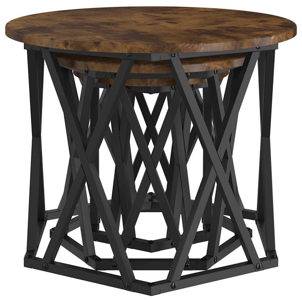 Nesting Side Table Set 3 Pcs Smoked Oak