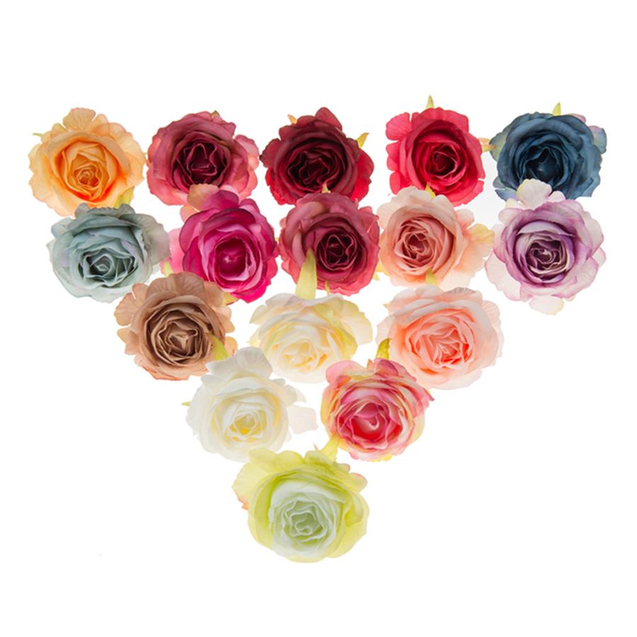 50Pcs Artificial Flowers Silk Roses Heads Home Wedding Decorations Valentine's Day Garland Palnts Wall Festival Diy Supplies Box