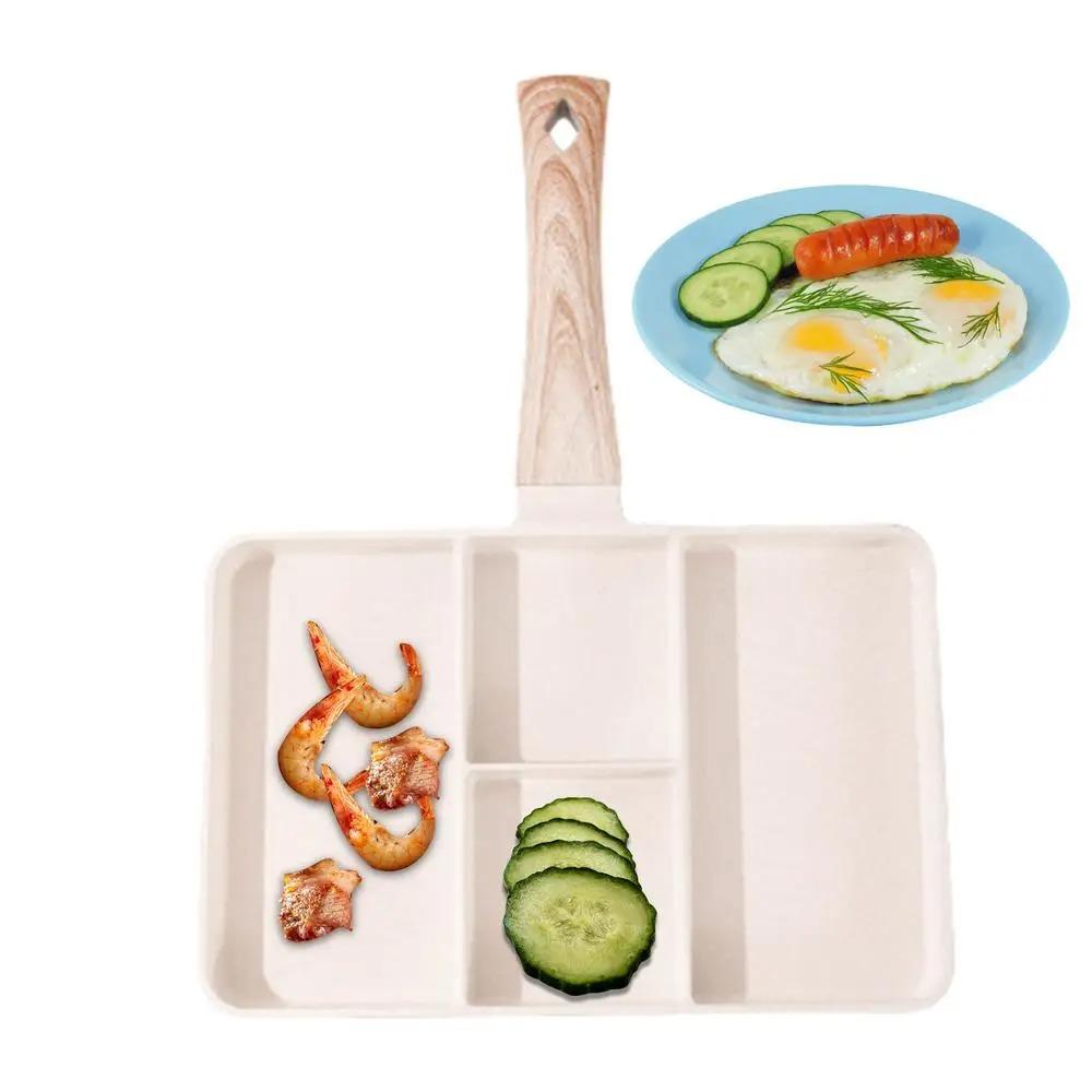 White/black Omelet Pan 1/2/4 Grids Breakfast Pot Cooking Utensils Pancake Pan  Bacon