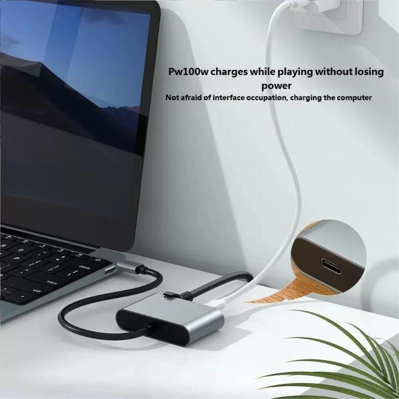 Portable Aluminum Alloy USB C Male to RJ45 Ethernet processor Supporting 2500Mbps and 100W Fast Charging Plug and Play for Home Office
