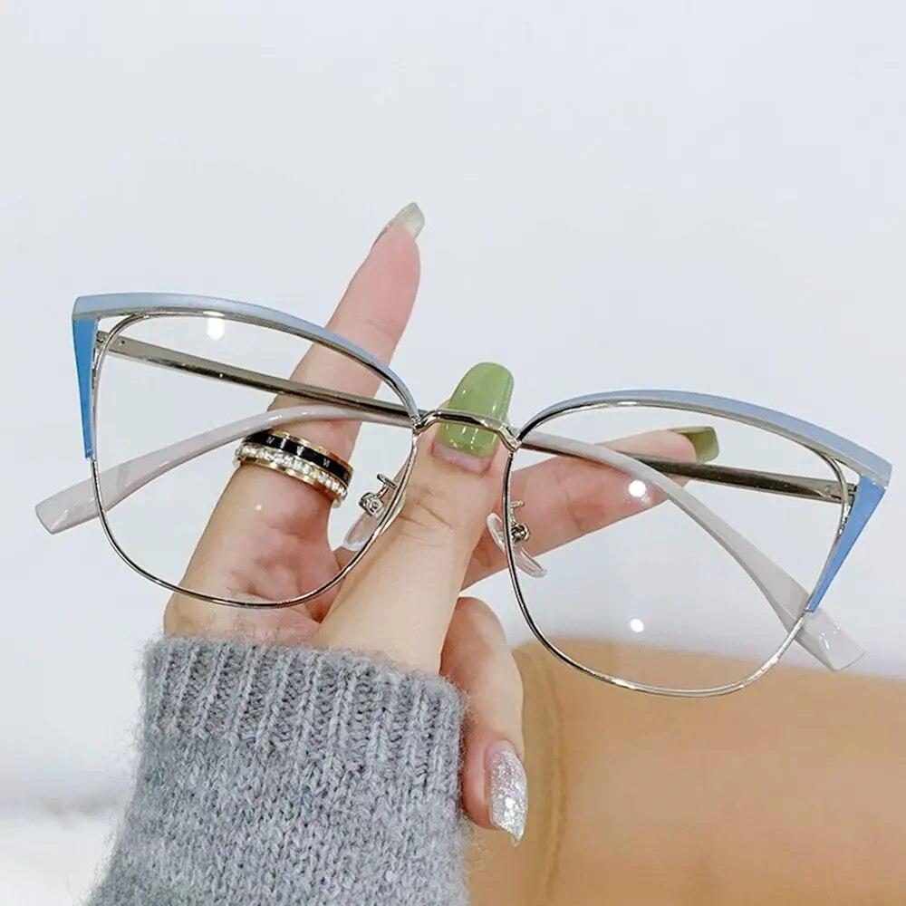 New Metal Anti-blue Light Women Girls Cat Eye Eyeglasses Frame