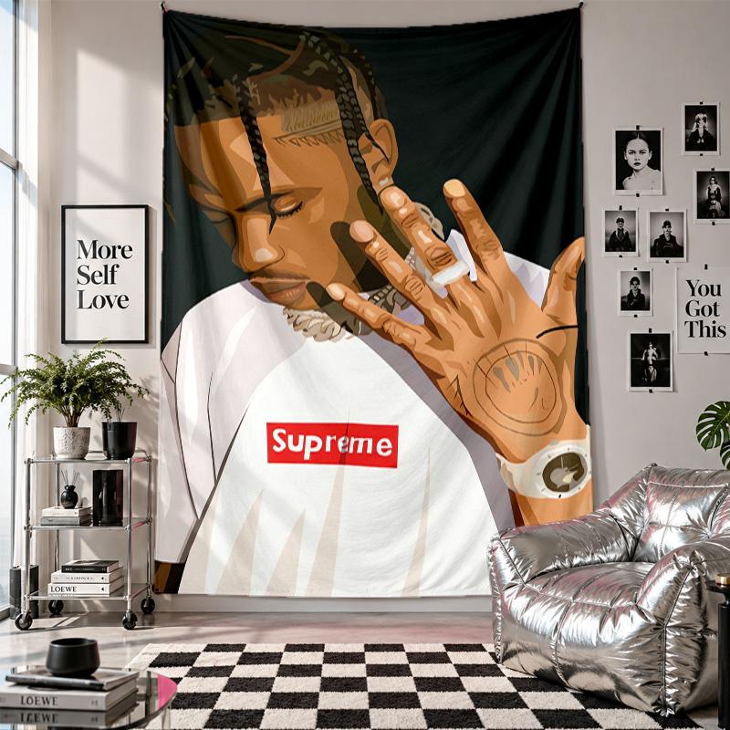 Wall TapestryTravis Scott Art Hanging Cloth Decorative Background Cover for Room Decoration