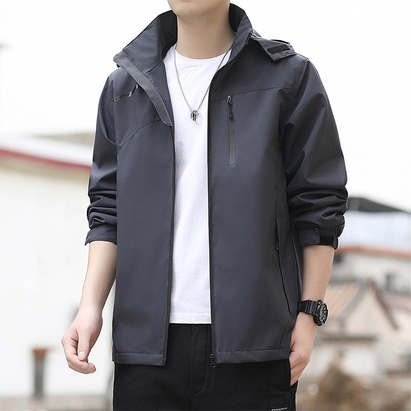 Spring and Autumn Versatile Jacket Men's and Women's Youth Casual Outdoor Jacket White Single Punch Jacket Hooded Removable