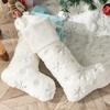 2PCS Plush Christmas Stockings White Faux Fur Large 56cm Deluxe Hanging Xmas Stockings with Silver Sequin Snowflake for Christmas Fireplace