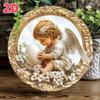 Vintage Metal Floral Angel Art Gold Frame Round Wall Decor Gift Home Cafe