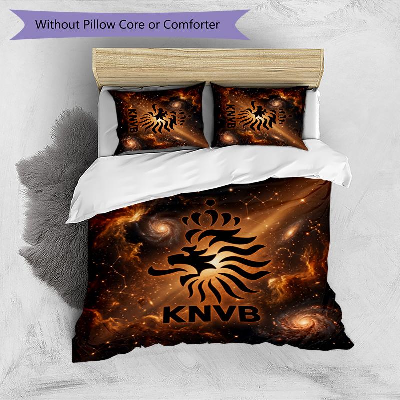 Netherlands Football Printed Bedding 3 Piece Set Cozy Breathable Bed Cover Set as Housewarming Holiday Gift