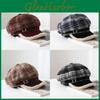 Chapeau octogonal en laine à motif quadrillé vintage, chaud et coupe-vent pour l'hiver