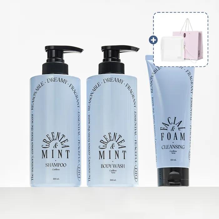 [Set/Gift] Cool Lime 3-piece Set (shampoo + Body Wash + Cleansing Foam) + Pouch & Shopping Bag Gift