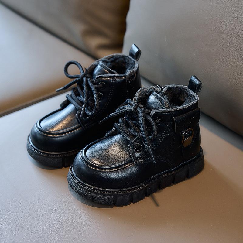 New autumn and winter children's snow boots, fleece-lined warm cotton shoes, boys' yellow boots, girls' large cotton Martin boots