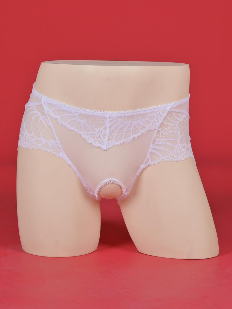 Sexy Open Crotch Panties Women Men Lace Transparent Briefs Erotic Crossdresser Underwear Sissy Gay Lingerie Underpant Knickers