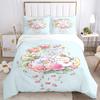 3pcs Beautiful Bunny and Flowers Quilt Cover Set - Soft & Comfortable Polyester Fabric, All-Season Breathable Comforter Set For 1 Quilt Cover & 2