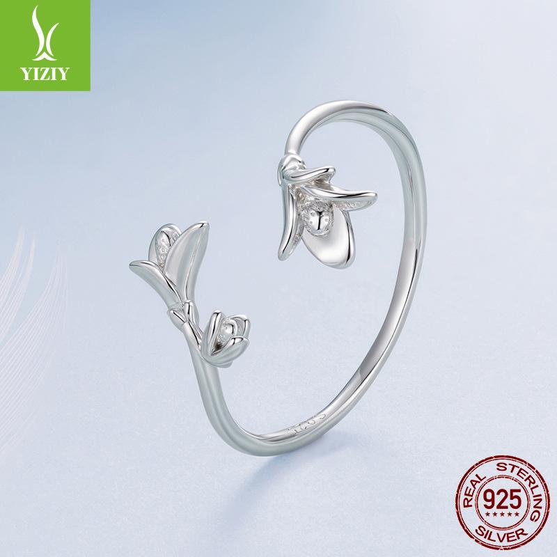 Exquisite Lavender Open Ring Women'S Romantic Elegant Flower S925 Sterling Silver Ring Jewelry