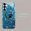 Gold-plated Tempered Phone Case, Compatible Galaxy S26 S25 S24 S23 S22 Ultra Plus. Features a Blue Heart Ocean Pattern Design