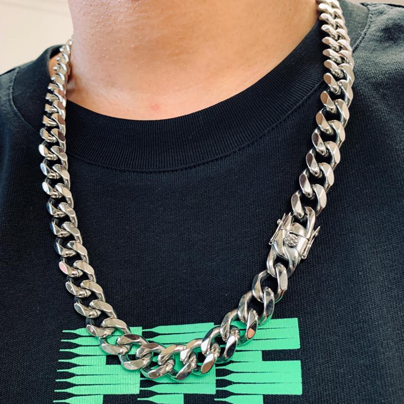 10/13mm Choker Necklace Punk Cuban Chain Necklace Waterproof Men Stainless Steel Long Link Curb Chain Gift Jewelry for friend