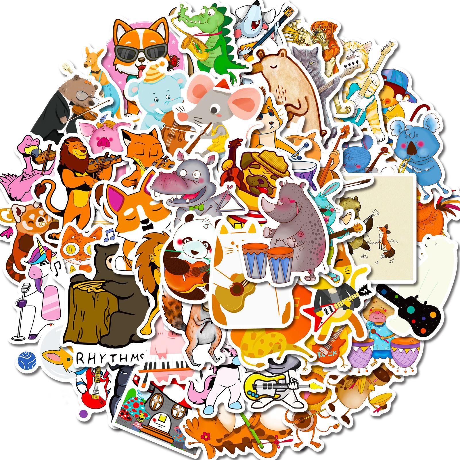 

50 Animal Concert Stickers Self-adhesive Cartoon Animal Kindergarten Reward Stickers