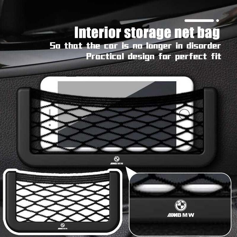 GZIO5 Car Rear Mesh Trunk Seat Back Net Storage Bag Pocket Organizer For BMW M 1 3 4 5 6 7 Series X1 X3 X4 X5 G20 G38 F48 E36 E39
