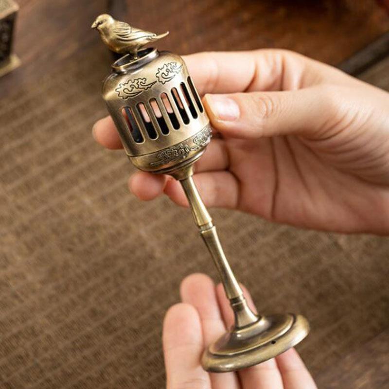 Matel Magpie Hollow Lamp Sandalwood Fragrance Censer Smoking Backflow Incense Holder Tea House Ornaments Study Room Home Decor