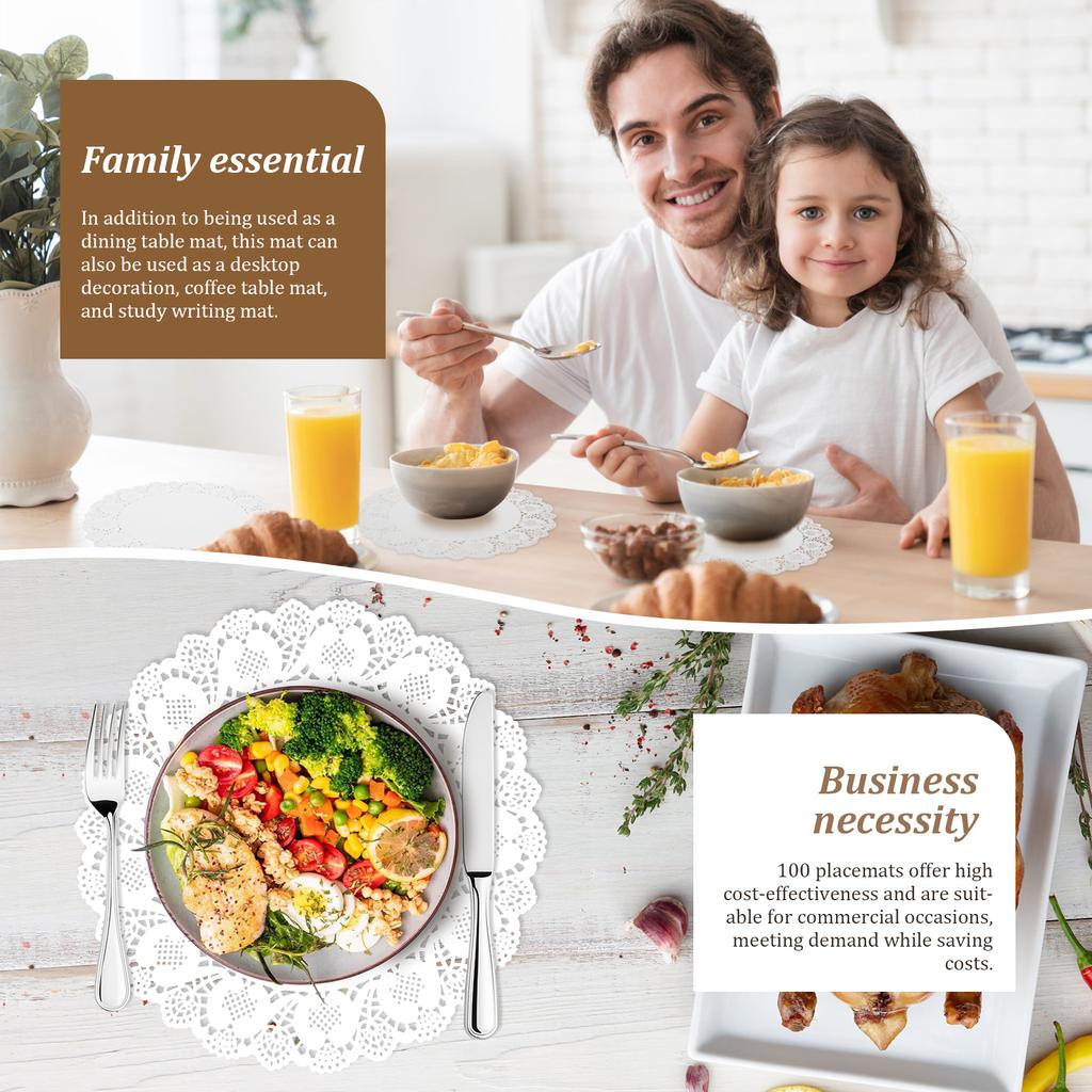 100 Pcs Lace Paper Doilies Tables Round Doilies Trays, Dessert Liners Cup Cake Disposable Paper Placemats Cake Packaging Pads