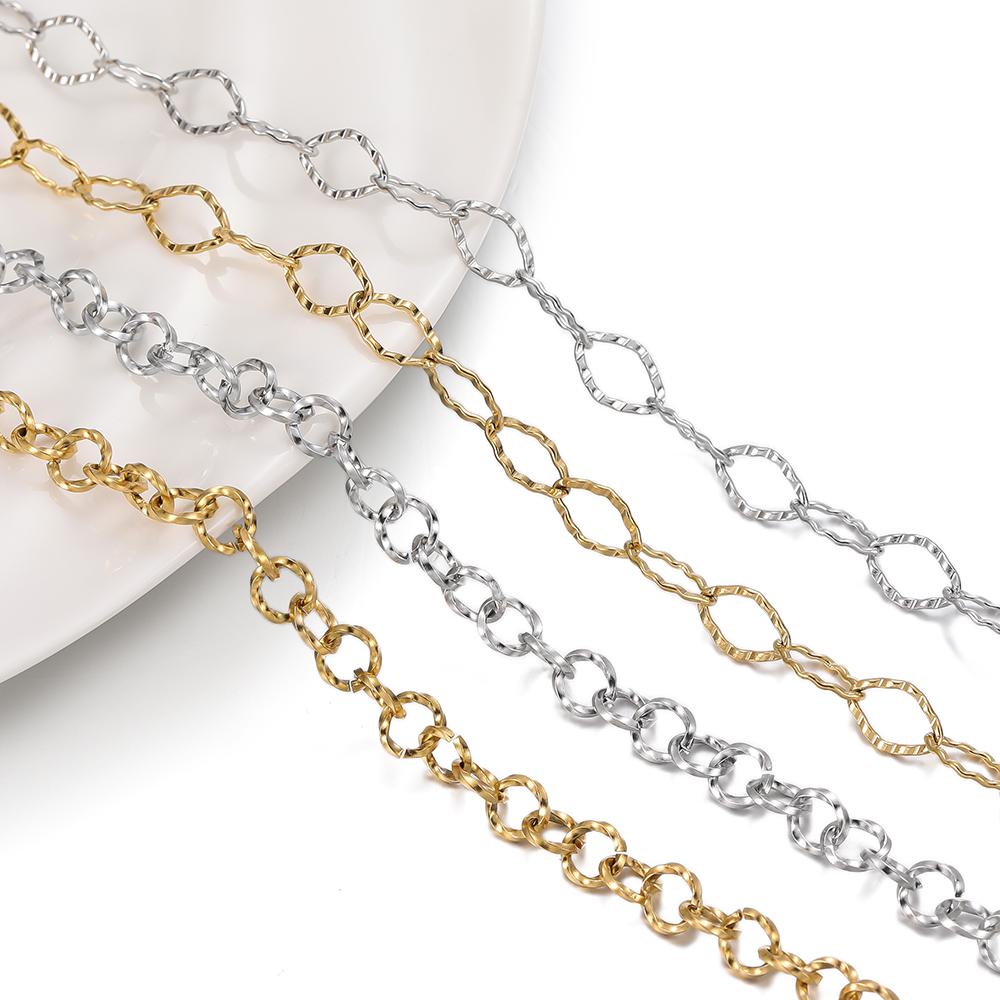 1Meter/Pack Two Sizes 304 Stainless Steel Oval Shape Handmade Chains for DIY Necklace Bracelets Jewelry Making Accessories