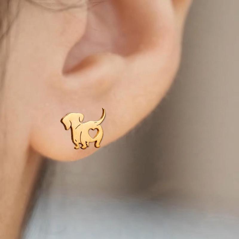 1 pár náušnic jezevčíků Krásné náušnice zvířecích mazlíčků pro ženy Dívky Módní Piercing Sada šperků do uší Roztomilý Denní dárek