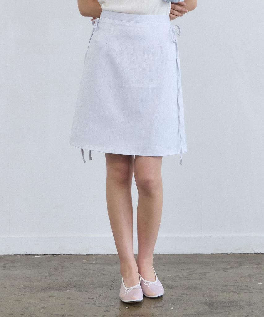 Adowl Jacquard Satin Ribbon Midi Skirt - Sora
