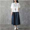 Simple Embroidery Loose Artistic Small V-neck Bamboo Knot Cotton Top Women's Summer Versatile Retro Cotton Linen Short Sleeved T-shirt