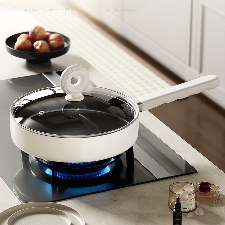 Thickened Uncoated Flat Bottomed Frying Pan Kitchen Dual-use Frying Pan Non Stick Frying Pan Vegetable Frying Pan Electric Gas Universal Pot